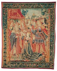 Die Geschichte von Troja. Kassandra bittet Priamos um Vergebung für Paris